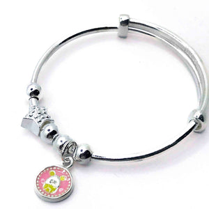 Baby Star and Pink Charm Silver 999 Kada pair