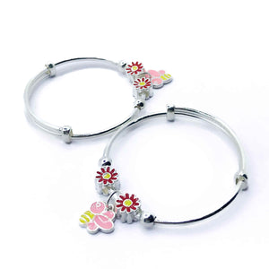 Baby Tinker Bell Flower Silver 999 Kada Pair