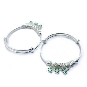 Baby Pixie Green Silver 999 Kada Pair