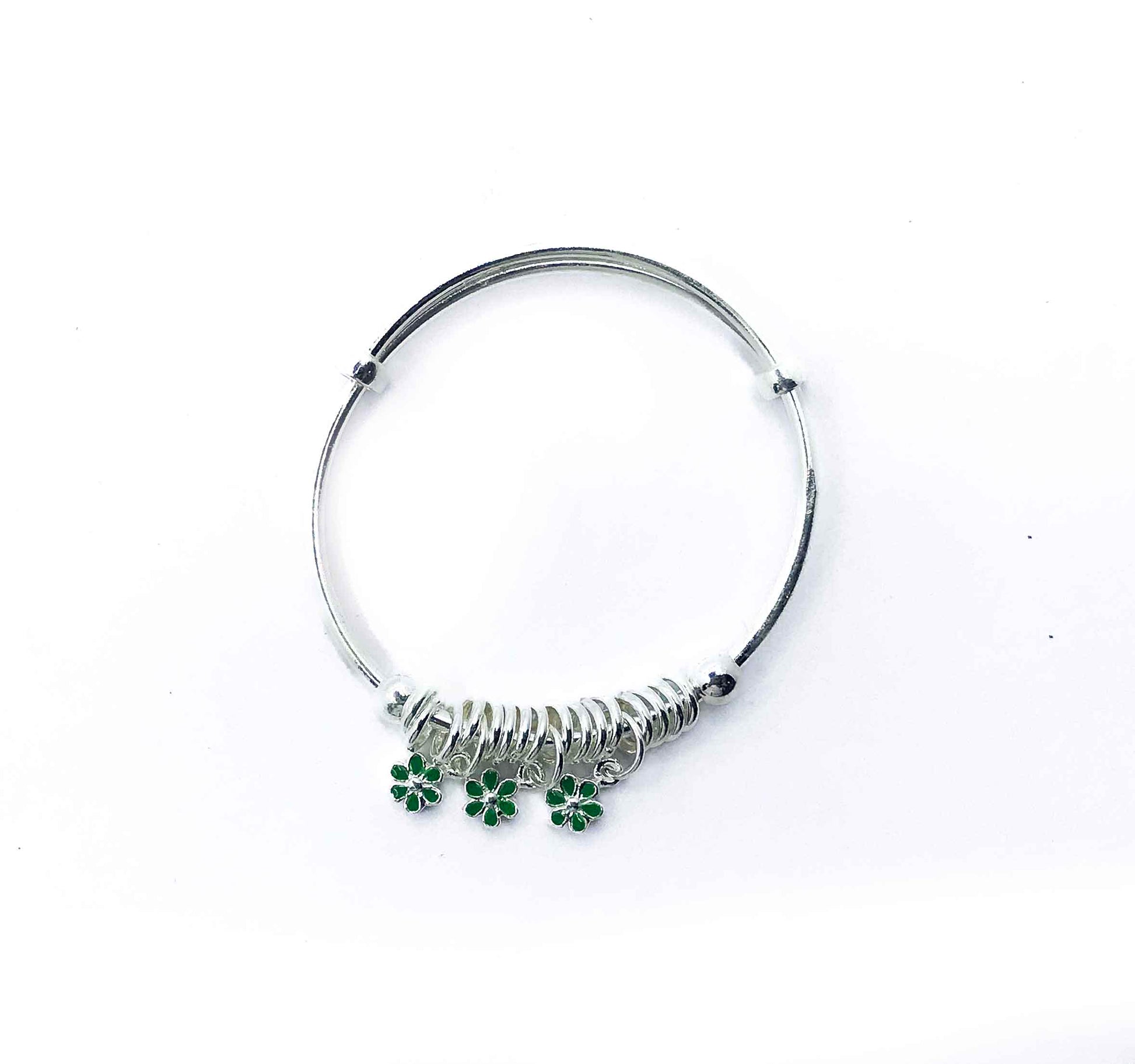 Baby Pixie Green Silver 999 Kada Pair