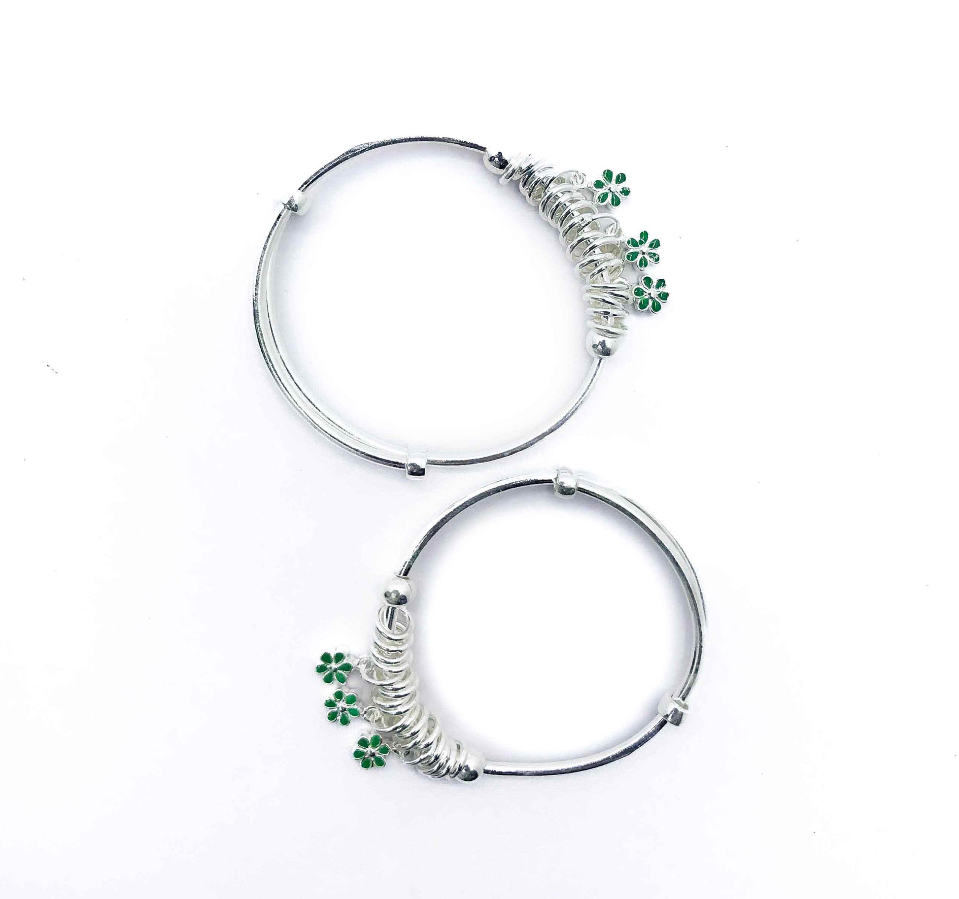 Baby Pixie Green Silver 999 Kada Pair