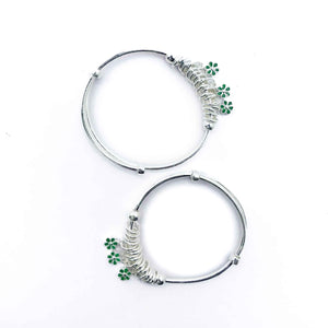 Baby Pixie Green Silver 999 Kada Pair