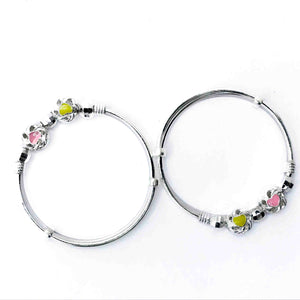 Baby Angelica Pink & Yellow Silver 999 Kada Pair