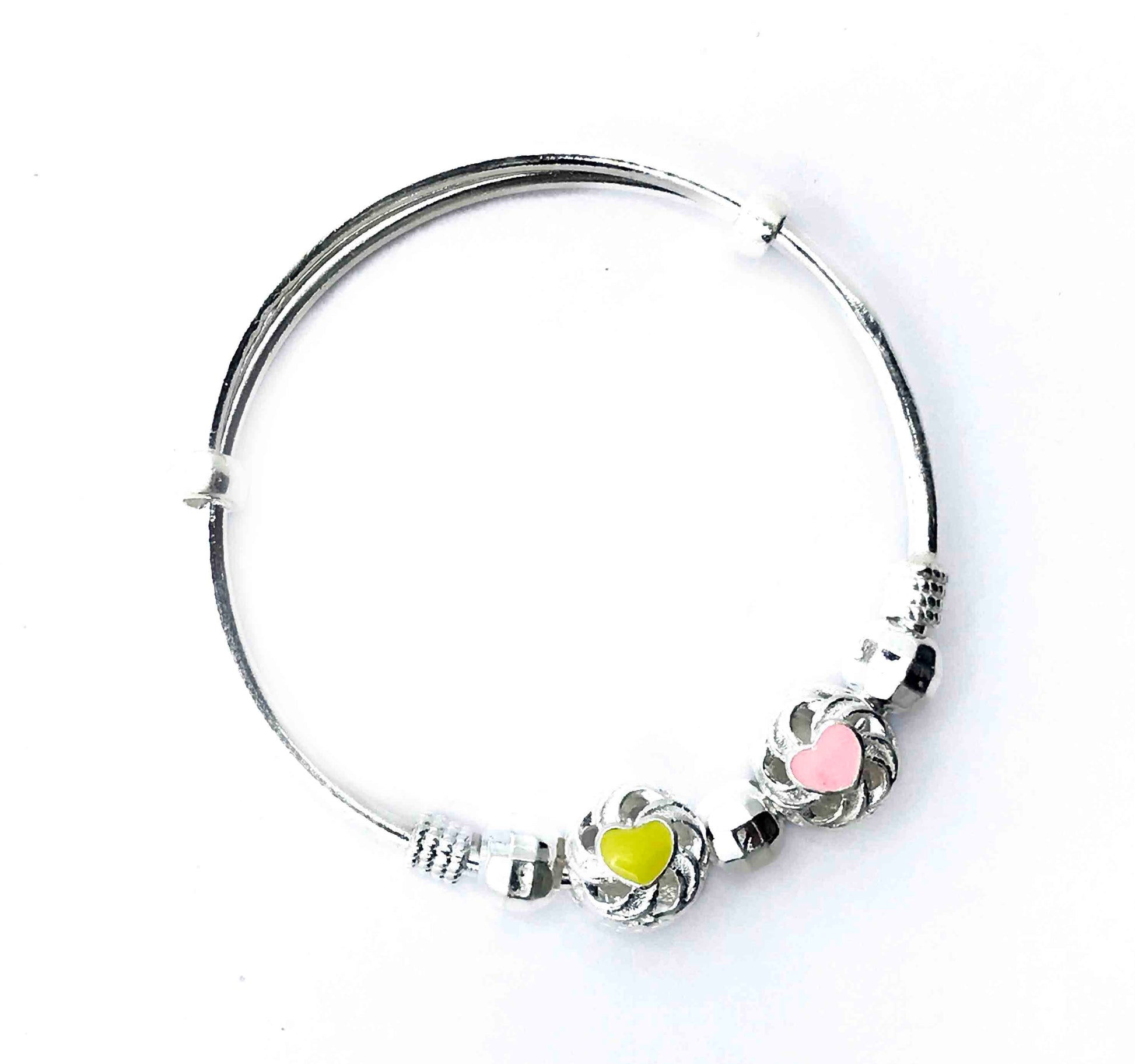 Baby Angelica Pink & Yellow Silver 999 Kada Pair