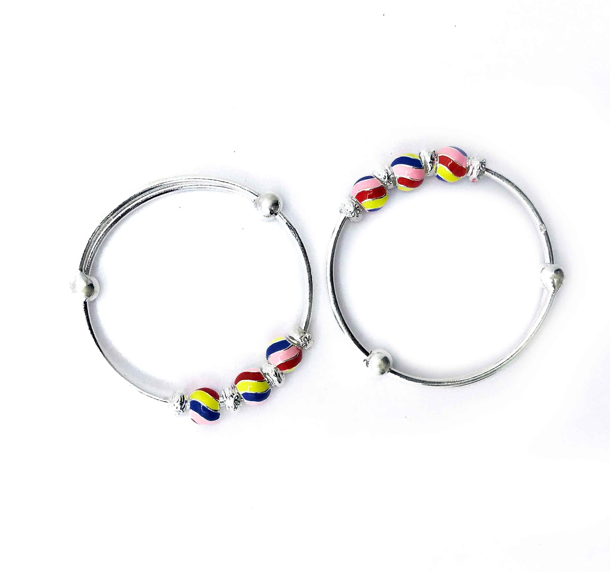 Baby Colorful Balls Silver 999 Kada Pair