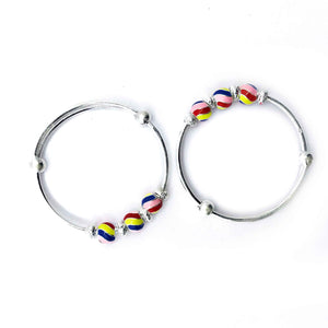 Baby Colorful Balls Silver 999 Kada Pair