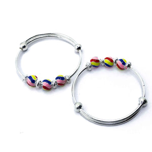 Baby Colorful Balls Silver 999 Kada Pair