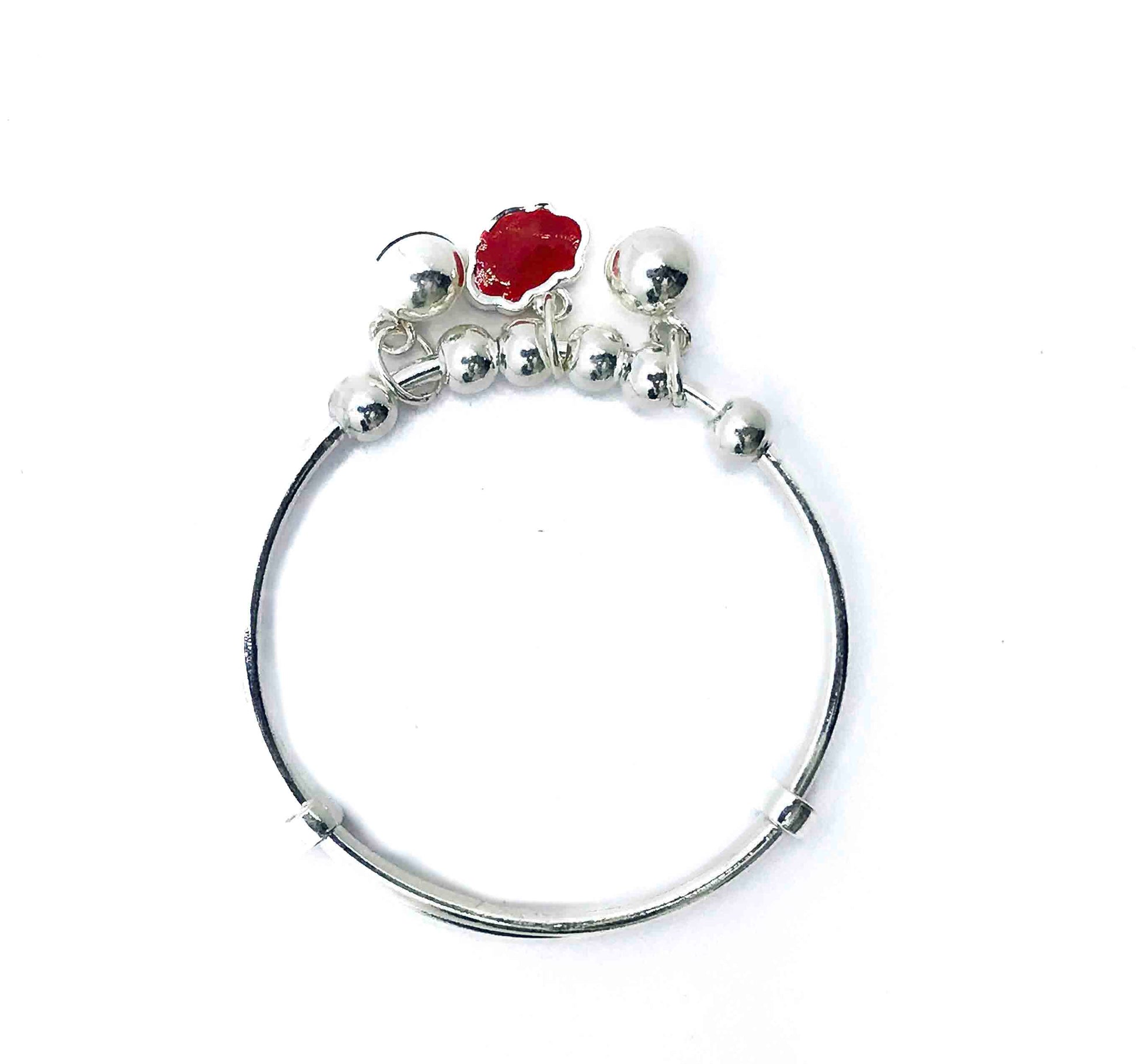 Baby Red Charm Silver 999 Kada Pair