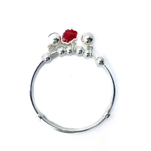 Baby Red Charm Silver 999 Kada Pair