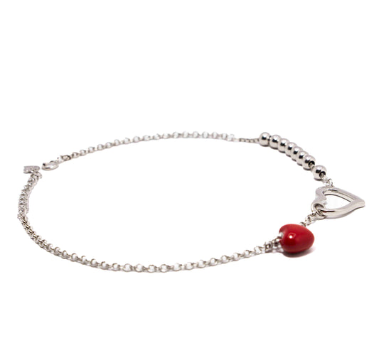 Cute Heart Silver 925 Anklet