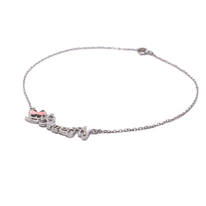 Pink Butterfly Silver 925 Anklet