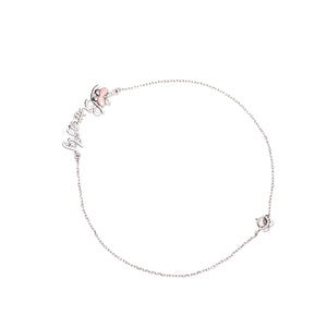 Pink Butterfly Silver 925 Anklet