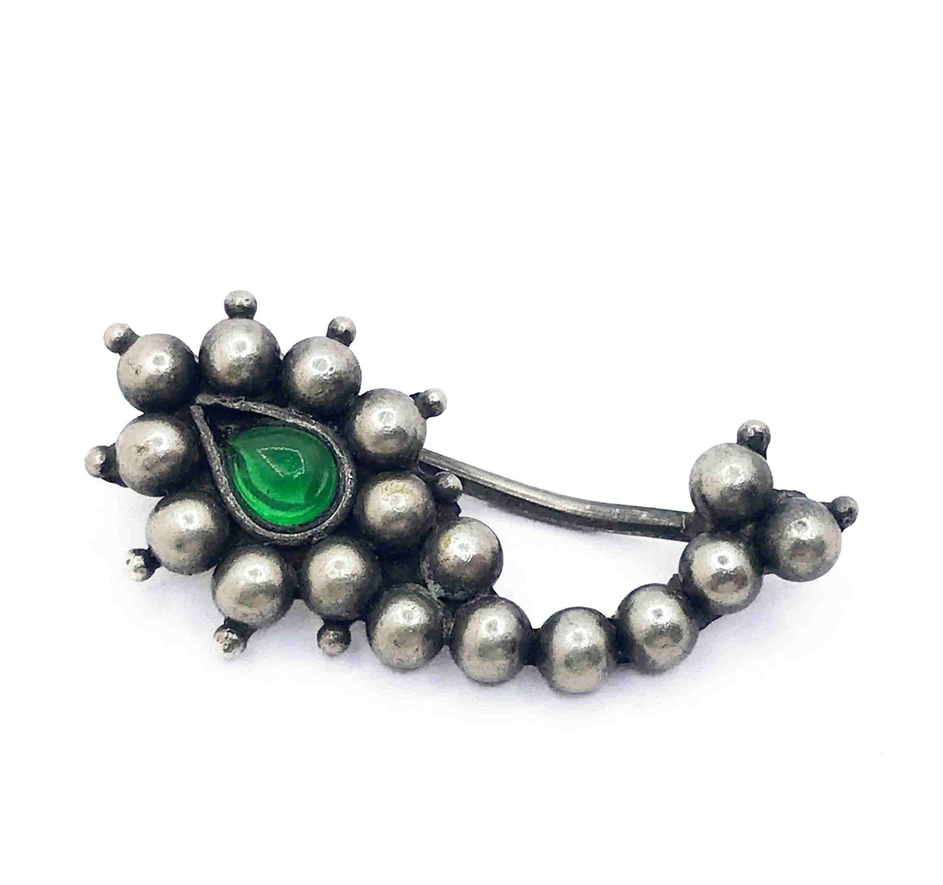 Ladies Nose Ring Green Designe