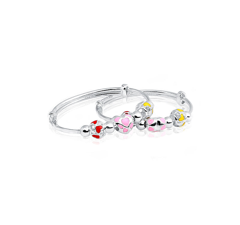 Baby Colorful Charms Silver 999 Kada Pair