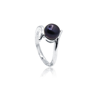 Black Pearl Ring Stone Pearl Silver Plated Ring