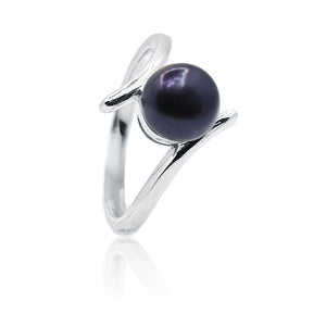 Black Pearl Ring Stone Pearl Silver Plated Ring