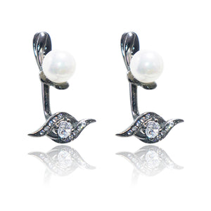 Italian Black Beauty Silver 925 Earrings