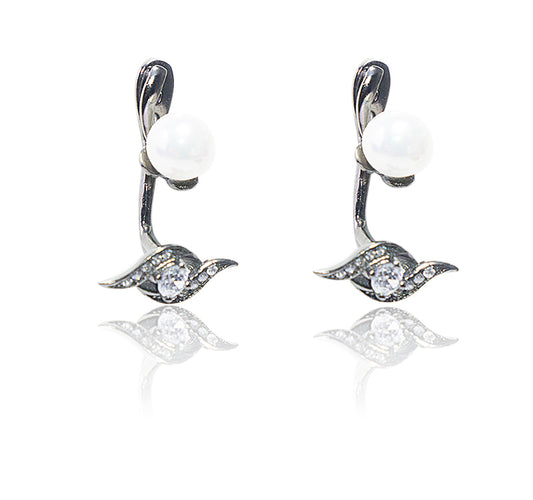 Italian Black Beauty Silver 925 Earrings