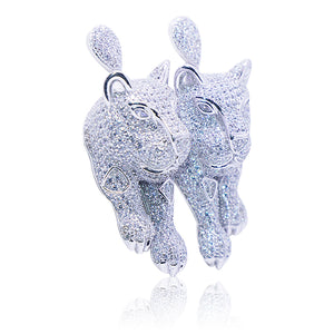 Italian Studded Lion Silver 925 Earrings