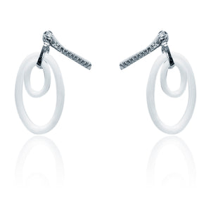 Italian White Loop Silver 925 Earrings