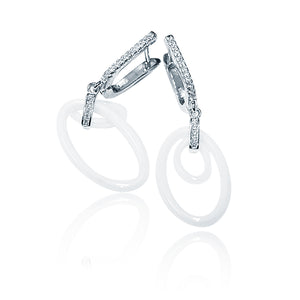 Italian White Loop Silver 925 Earrings