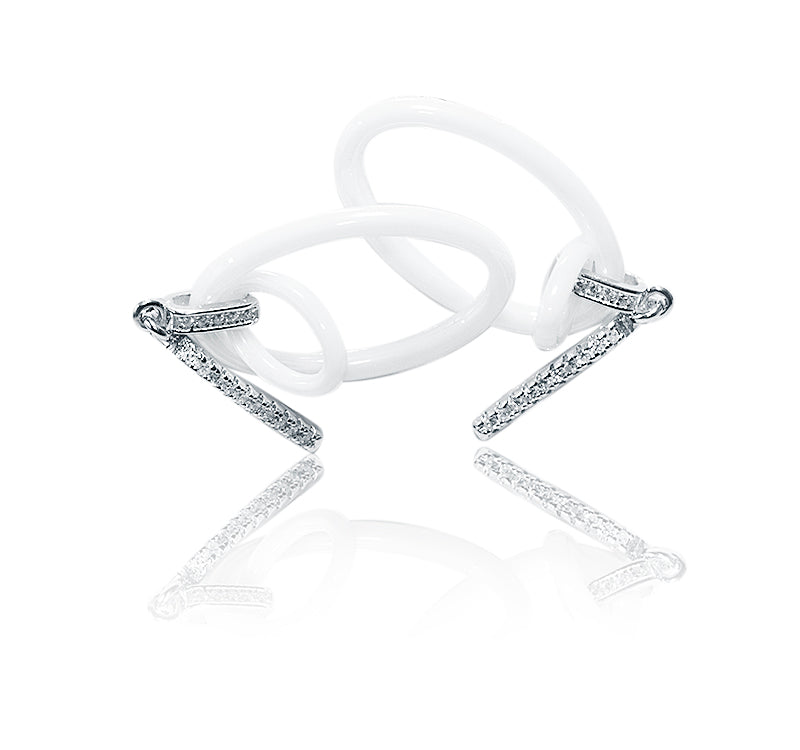 Italian White Loop Silver 925 Earrings