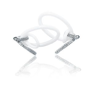 Italian White Loop Silver 925 Earrings