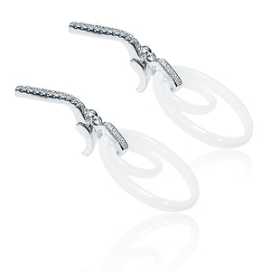 Italian White Loop Silver 925 Earrings