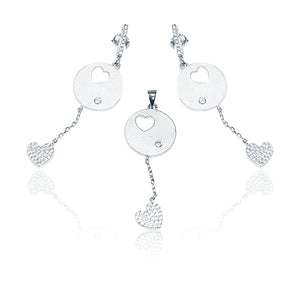 Italian Dangling Heart Silver 925 Mini Pendent Set