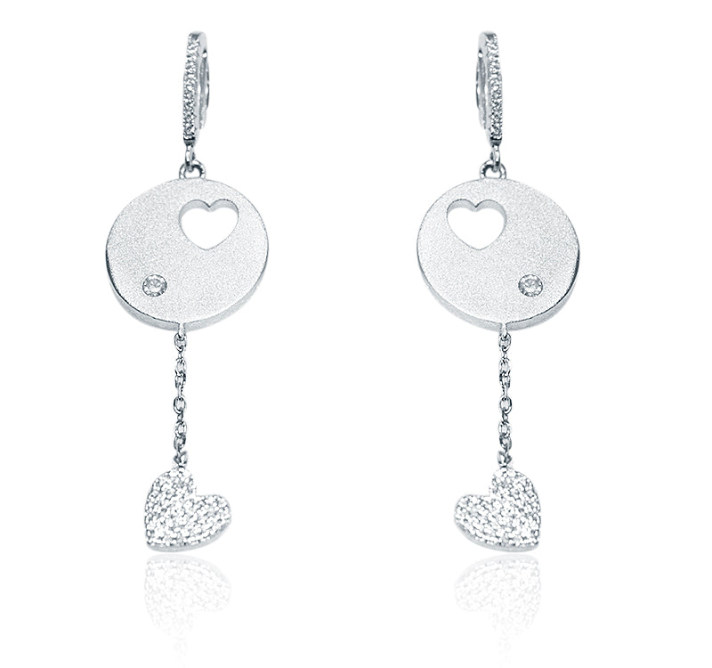 Italian Dangling Heart Silver 925 Mini Pendent Set