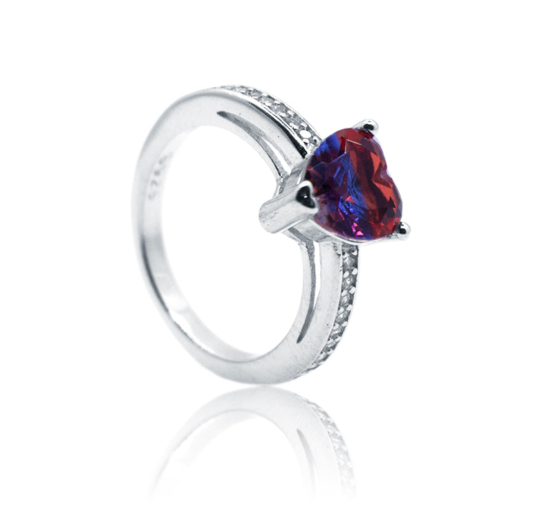 Triple color Heart Silver 925 Ring