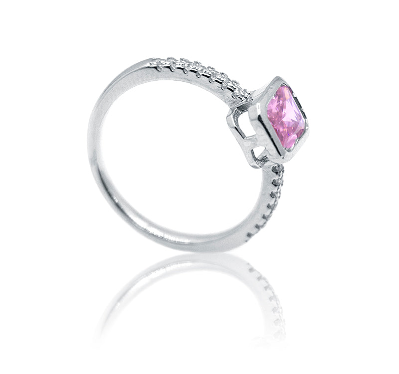 Pink Baguette Silver 925 Ring