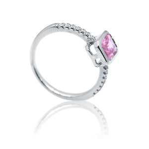 Pink Baguette Silver 925 Ring