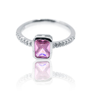 Pink Baguette Silver 925 Ring