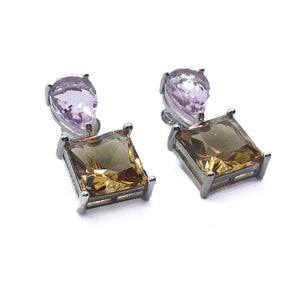 Lilac and Mustard Silver 925 Earrings