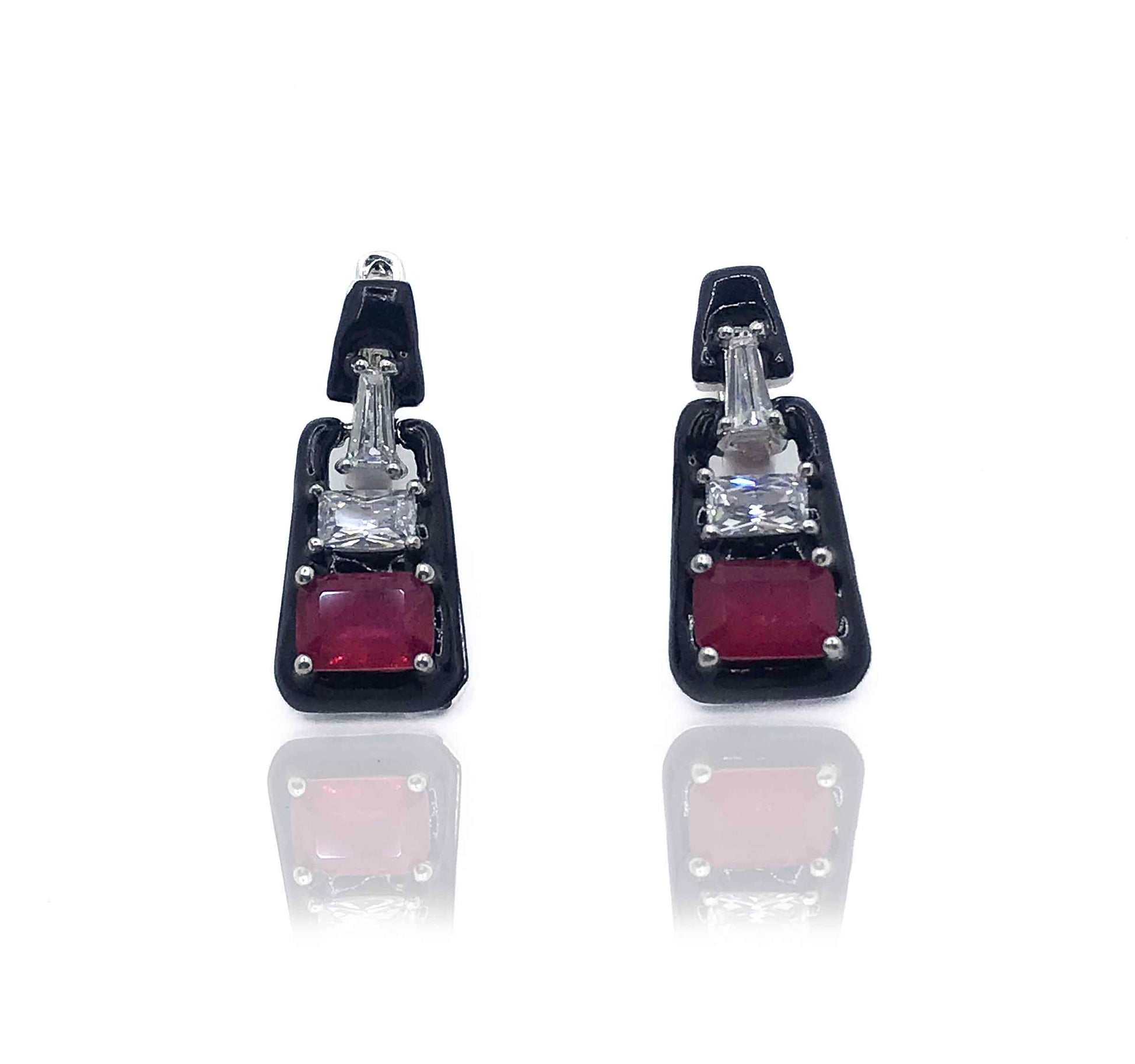 Black & Red  Silver 925 Mini Pandent  Set