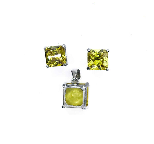 Canary Yellow Silver 925 Mini Pandent Set