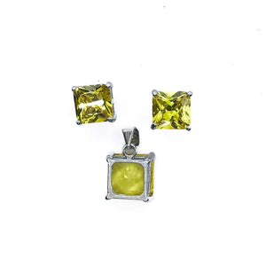 Canary Yellow Silver 925 Mini Pandent Set