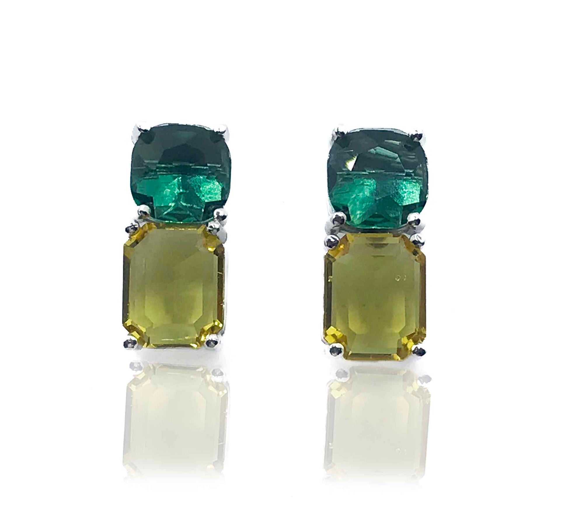 Green and Yellow Silver 925 Earrings