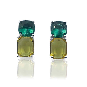 Green and Yellow Silver 925 Earrings