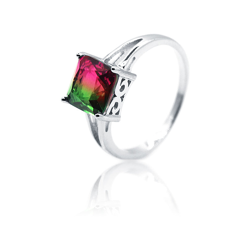 Pink & Green Silver 925 Ring