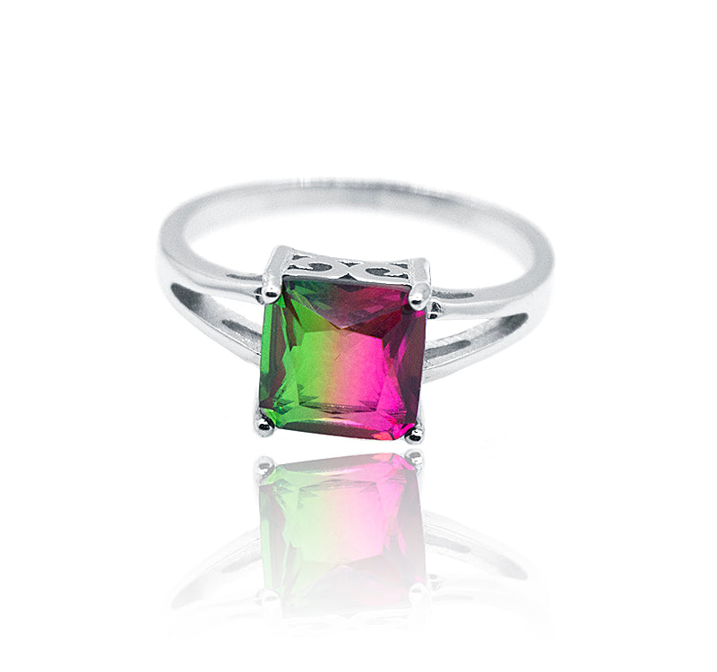 Pink & Green Silver 925 Ring