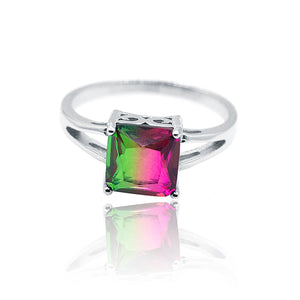 Pink & Green Silver 925 Ring