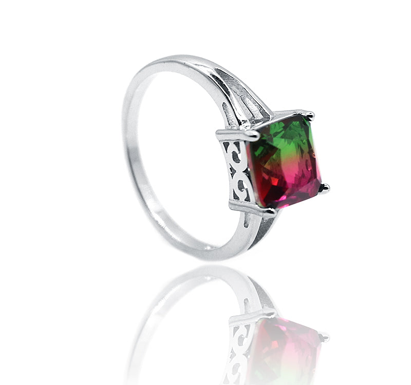 Pink & Green Silver 925 Ring