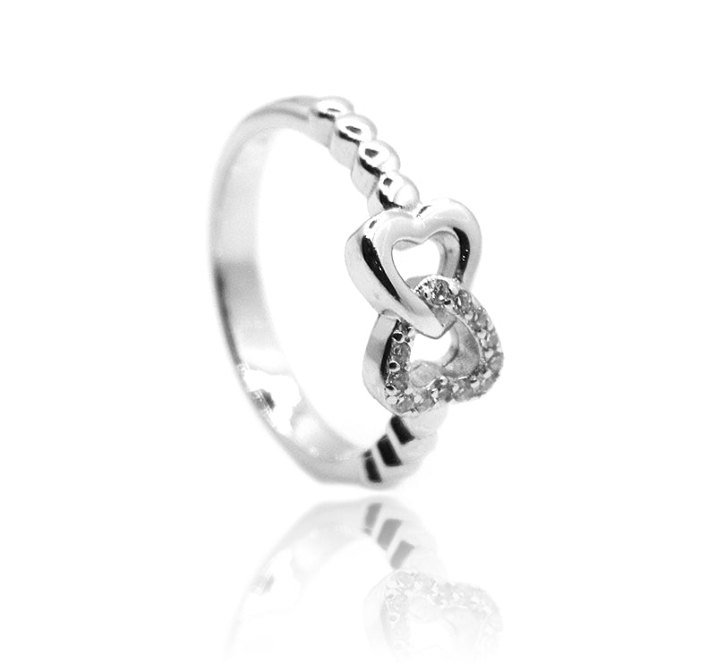 Joint Hearts Silver 925 Ring