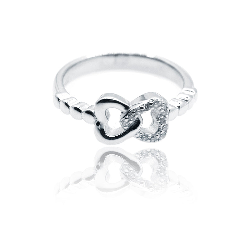 Joint Hearts Silver 925 Ring