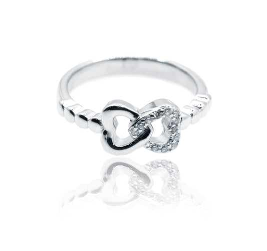 Joint Hearts Silver 925 Ring