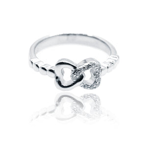 Joint Hearts Silver 925 Ring