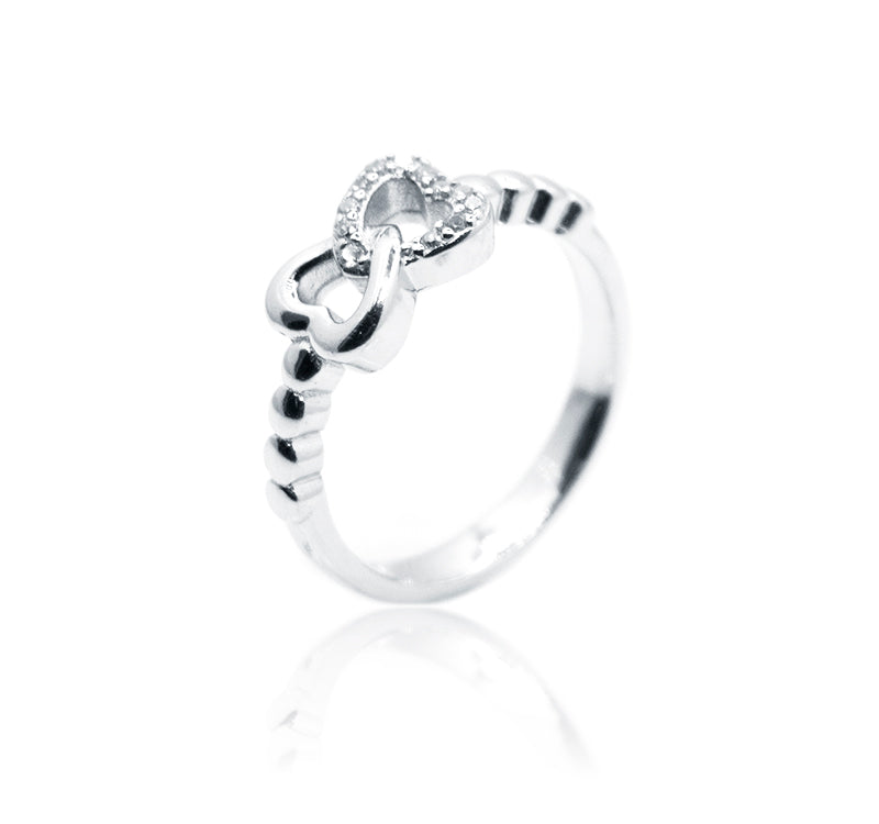 Joint Hearts Silver 925 Ring