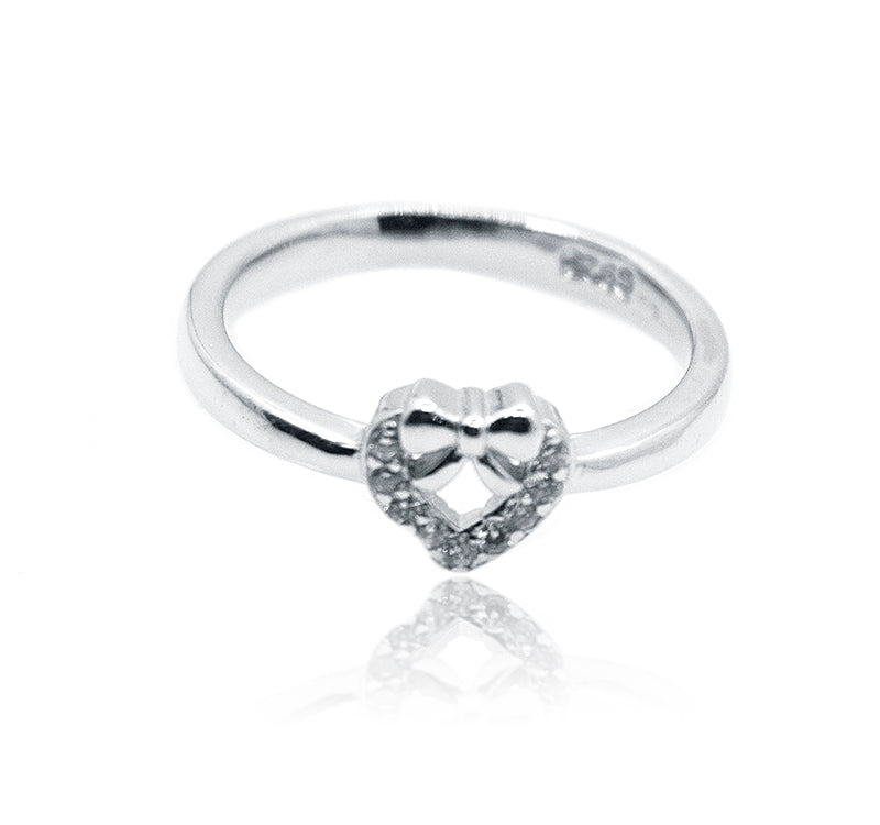 Bow Heart Silver 925 Ring